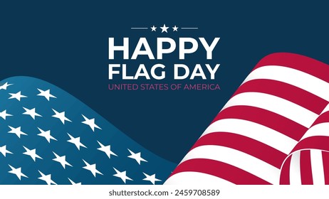 U.S. Flag Day Celebration Banner. United States Happy Flag Day holiday background with waving American national flag. Vector illustration.