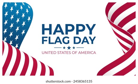 U.S. Flag Day Holiday Banner. United States Happy Flag Day celebration background with waving American national flag. Vector illustration.