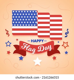 Afiche del Día de la Bandera de Estados Unidos, celebración del feriado nacional de Estados Unidos saludo afiche del vector de fondo