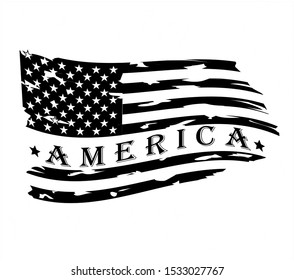 US Flag - Distressed American Flag with stars