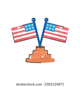 US Flag doodle vector filled outline icon. EPS 10 file