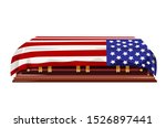 A US flag draped coffin for fallen soldiers, statesmen, head of state or veteran. Editable Clip Art,