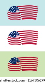 US flag with eagle on various backgrounds