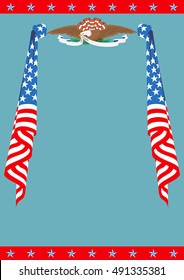 US Flag and Eagle patriotic border template. Can be used as a poster or an invitation card. Just place your own texts and titles.
