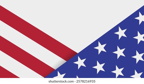 US flag envelope footer frame. American elections. Flat vector illustration isolated on white background.