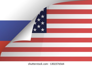 US flag falls off, the Russian flag in the background
