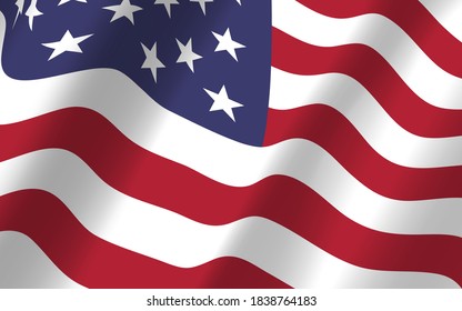 The US Flag Flapping In The Wind. Vector Illustration. Election Day And 4th Of July Holiday