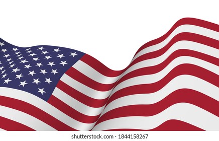 the US flag flapping in the wind. Vector illustration. Election day and 4th of July holiday