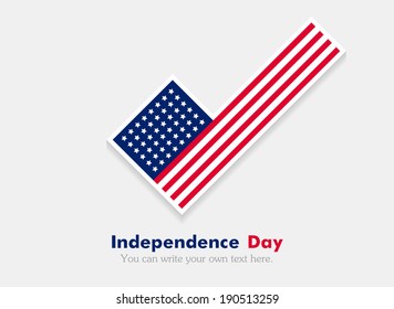 U.S. Flag in the form of ticks, bookmarks, check mark.