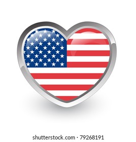 US flag heart (Vector image)