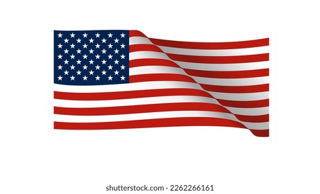 US flag isolated on transparent background, wave flag
