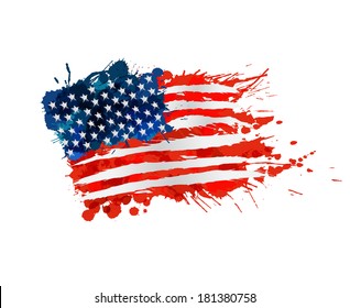 US flag made of colorful splashes