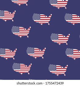 US flag map. Happy 4th of july, independence day greeting, can be used as banner social media, greeting card and background