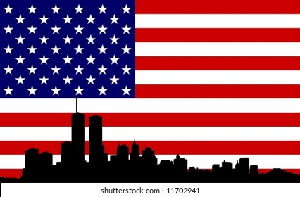 US Flag with New York in front