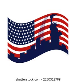 US flag NY city icon isolated