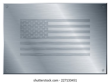 US flag brushed metal plate  Eps8  CMYK  Organized by layers  Global color  Gradients used 