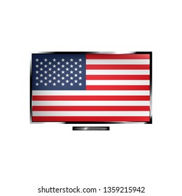 US flag on TV screen