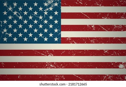 US flag on vintage shabby background