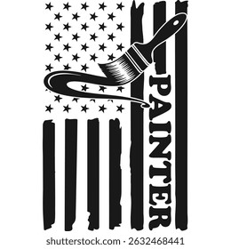 Us Flag Painter Painter - painter , Us flag , paint brush , paint bush