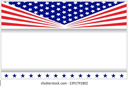 US flag Patriotic poster banner frame with copy space for your text.