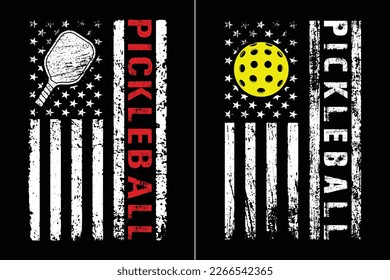 US Flag Pickleball Design Vector