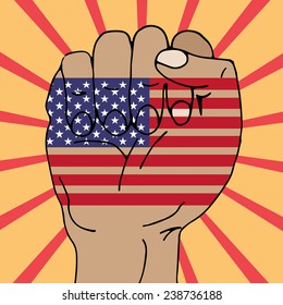 US flag pictured on a fist means power