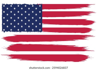 US flag rendered with a painterly textured brush stroke effect.