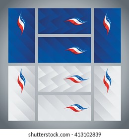 US flag ribbon logo abstract card cover background