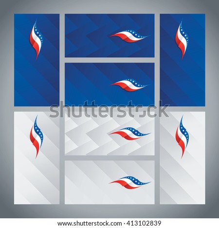 US flag ribbon logo abstract card cover background