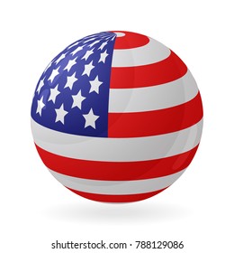 US flag in the shape of a ball. Icon isolated on white background. Vector illustration.