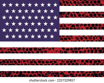 Die US-Flagge stilisiert mit der Struktur der alten Honigwaben. Tolle, natürliche, helle, Vektorgrafik-Hintergrund oder Tapete. Für Bildschirm, Desktop, Website-Design, Overlay, Schablone, Hintergrund, Stilisierung