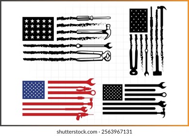 US Flag them design with tools, Tool us flag them