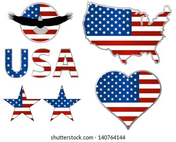 US Flag in various styles and shapes