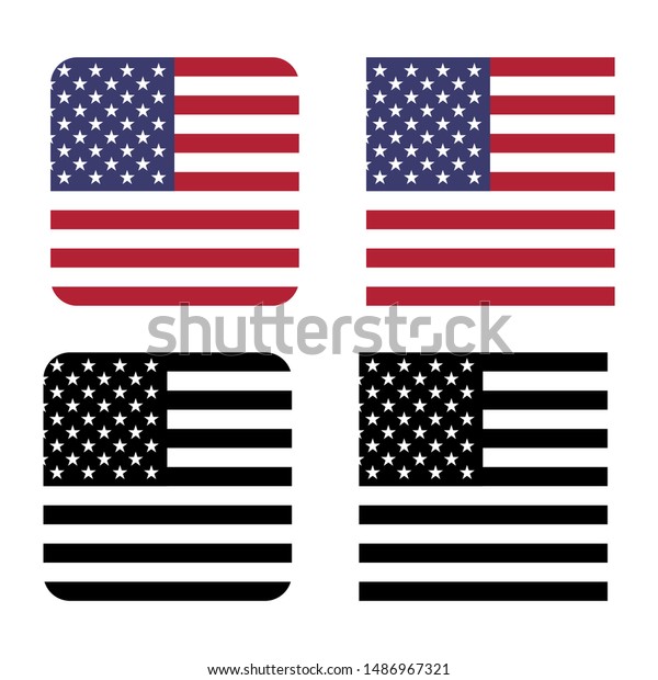 Us Flag Vector Icon Set Square Stock Vector Royalty Free 1486967321