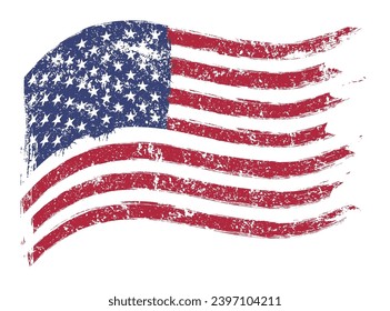 US flag vintage logotype colorful with stars striped political symbol for design propaganda products of American political parties vector illustration