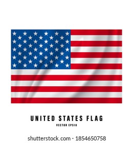 The US flag is waving. Realistic national flag vector design. Isolated.