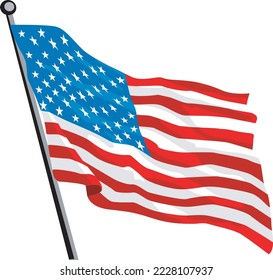 U.S. Flag Waving Vector Illustration