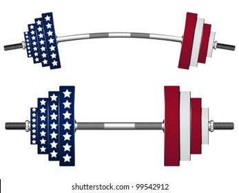 us flag weights against white background, abstract vector art illustration