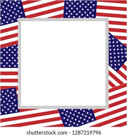 US flags abstract border with empty space for your text and images.