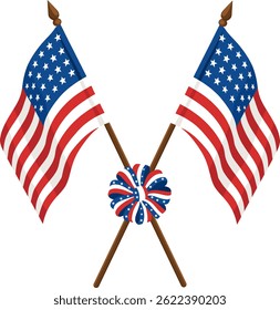 The US flags with ribbon bow vector illustration 