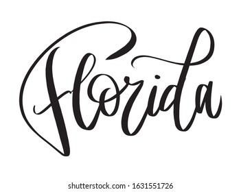 US Florida state handwritten word, calligraphy, custom lettering