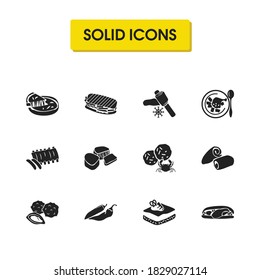 Us food icons set with florida, rhode island, kansas elements. Set of us food icons and omaha steaks concept. Editable vector elements for logo app UI design.