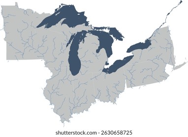 US Great Lakes Boundaries with US 8 States and major rivers