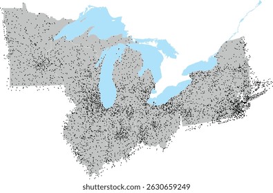 US Great Lakes Boundaries with US 8 States and Airports