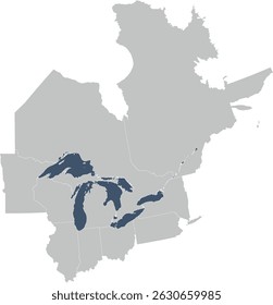 US Great Lakes Boundaries with US 8 States and 2 Canadian provinces