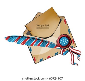 U.S. holidays. Pen and letter