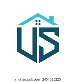 US House Logo Design Template. Letter US Logo for Real Estate, Construction or any House Related Business