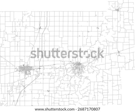 US Illinois State Coles County Roads vector 2024 for all roads