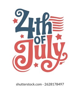 US Independence Day 4th July poster. 4th of July America Typography Art. Fourth of July sale banner graphic design. Handwritten Vector Illustration
