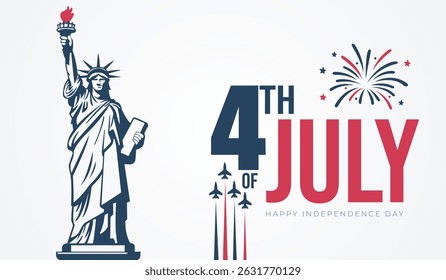 US Independence Day 4th July poster. 4th of July Calligraphy greeting card 4th of July America Typography Art. Fourth of July sale banner graphic design. Handwritten Vector.
